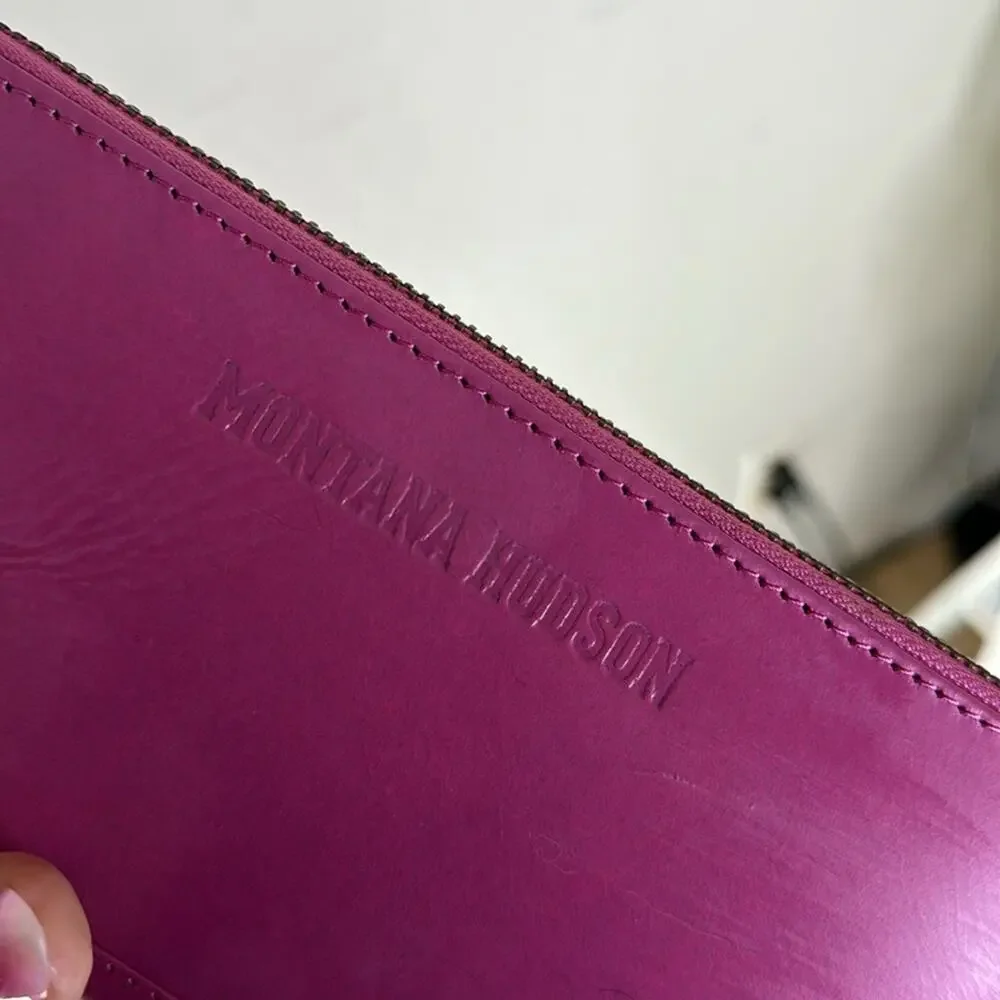 Montana Hudson Fuscia Pink Zip Around Leather Wallet